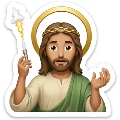 jesus hitting a vape sticker