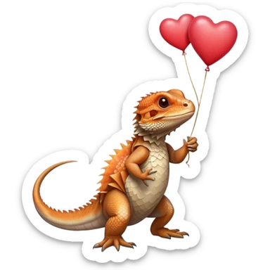 bearded dragon with heart balloon sticker