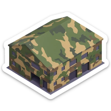 military warehouse painted in military camouflage sticker