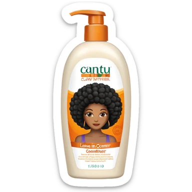 Bottle of Cantu  leave-in Conditioner. The label on the bottle should have a picture of a black woman with afro.  sticker