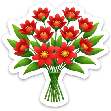 Red flower bouqet sticker