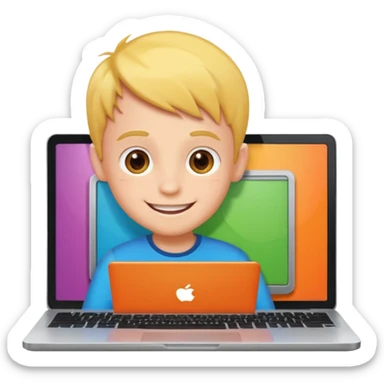 Make in Apple style a boy stay in laptop sticker