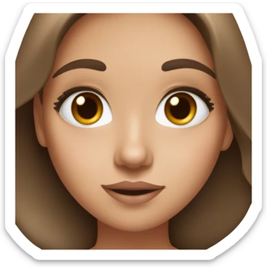 Girl putting on makeup blush and foundation on white skin while having Brown hair and blue eyes and freackles sticker