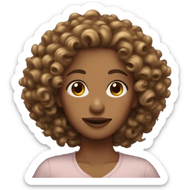 Light brown woman curly hair rolling eyes  sticker