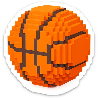 A monochromatic and sleek voxel-style basketball sticker