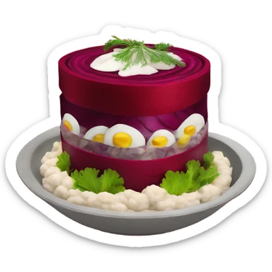 Shuba russian Layered Beet dish  with Herring sticker