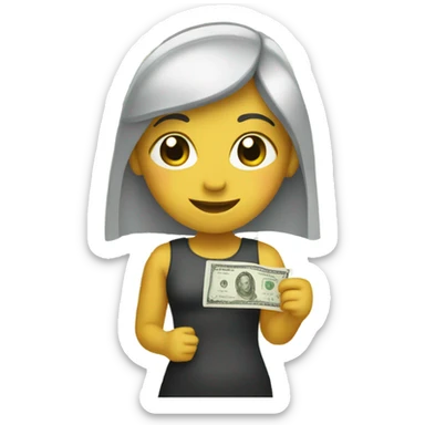 Girl with ten dollar bill sticker