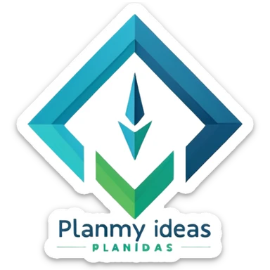 A clean, modern, and professional logo design for a project management and planning framework named 'planmyideas'. The logo should visually represent the journey from initial concept to successful execution. sticker