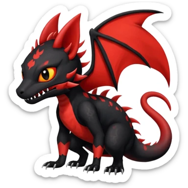 Cherry-Red and Jet-Black Fierce Fiery Mohawked Gothic Salandit-Litten-Torracat-hybrid-creature (full body) sticker