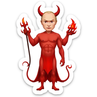 Putin as a devil, full body, detailed devil features sticker