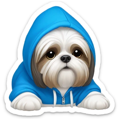 Shih Tzu wearing blue hoodie￼ sticker