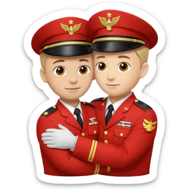 dos soldados dando es un abrazo de solidaridad de fraternidad sticker