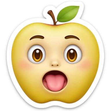 A yellow Apple-style emoji face with a round smooth 3D design, eyes rolled far back showing only the whites, mouth wide open, tongue sticking out, slightly parted lips, concerned or dazed expression sticker