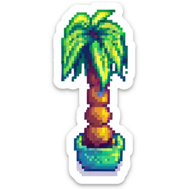 pixel art palm tree with Saudi flag colors sticker