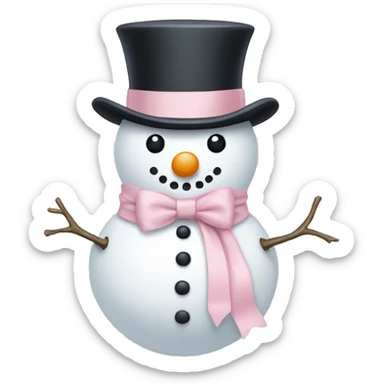 snowman with a pale pink bow sticker