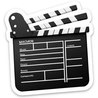 Simple movie slate, black and white rectangles with angled line, abstract geometric design sticker