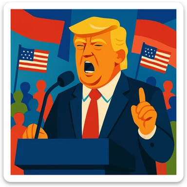 Donald Trump speaking at a rally sticker