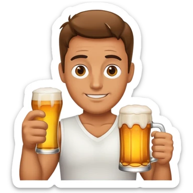 Guy holding a beer sticker