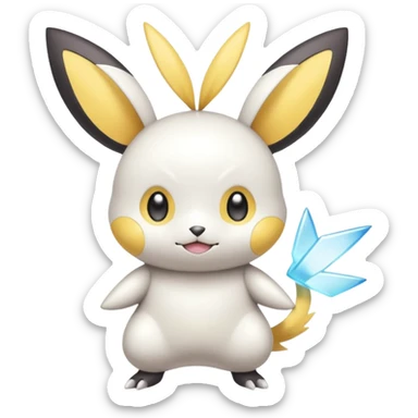 Shiny Pastel Light Pale Divine Angelic Epic Legendary cool badass Realistic Whitish Emolga-Victini-Pichu-Dedenne-Togedemaru-fusion sticker
