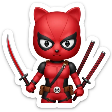 Hello kitty being deadpool sticker
