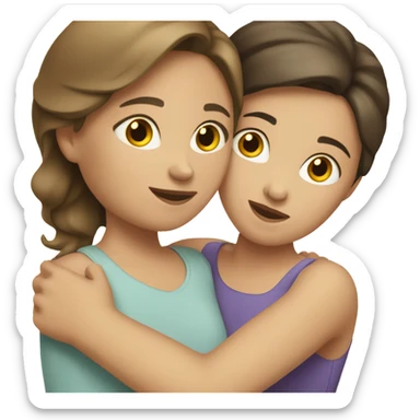 White mom and brunette daughter hugging sticker
