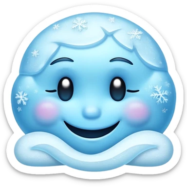 frozen smiley face sleeping, icy blue color, frosty details sticker