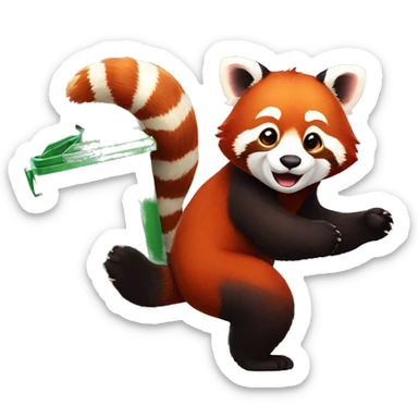 The red panda is throwing away the garbage sticker