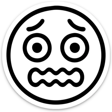 icon style emoji showing fear and anxiety, trembling mouth, big eyes sticker