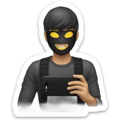 masked boy taking phone selfie sticker