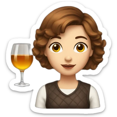 Woman short brown hair drink whisky sticker