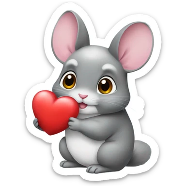chinchilla holding heart sticker