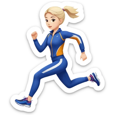 Beautiful girl with fair skin wearing sports suit running sticker