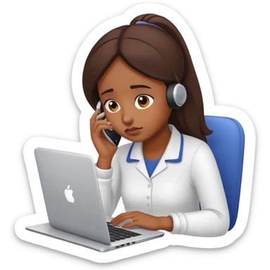 girl with a lot of phone calls and work sticker