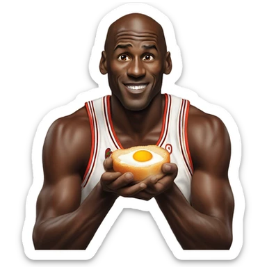 michael jordan eating fried eggs and apricot sticker