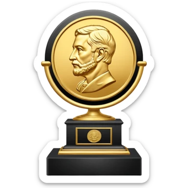 nobel prize medal on the pedestal sticker