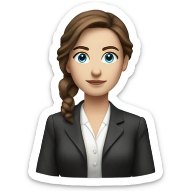 Woman lawyer with brown hair and white skin and blue eyes sticker