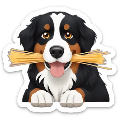 Bernese mountain dog eating spaghettis sticker