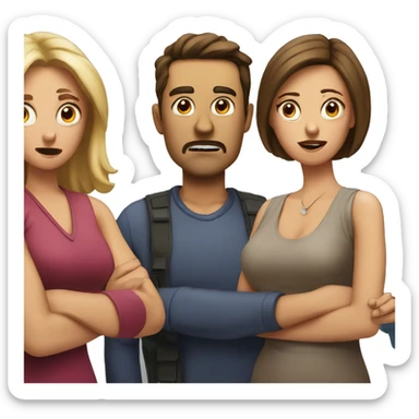  man distracted by looking at another woman while his wife reacts angrily sticker