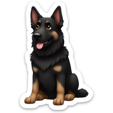 Black German shepherd heart sticker