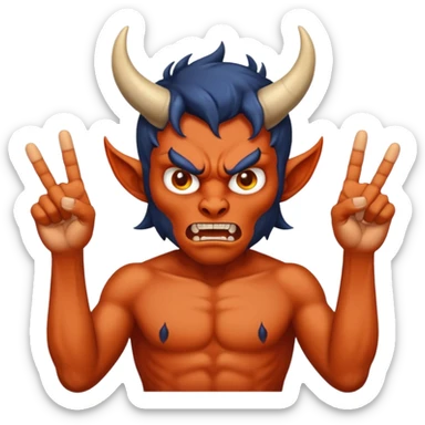 A demon with 2 hands and the hands are middle fingers sticker