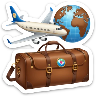 TRAVEL , travel bag , pass board, plane, glob sticker