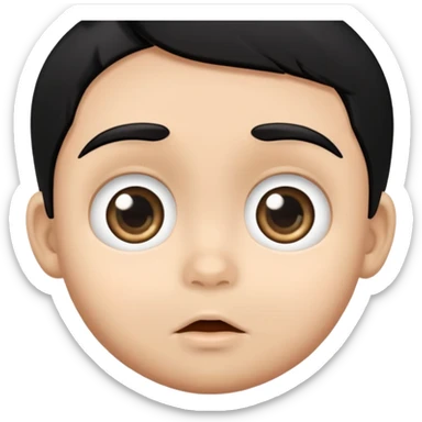 Baby boy face with big eyes, medium skin tone, and black hair sticker