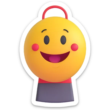 3D smiley emoji, round shape, wearing a sales apron, smiling face sticker