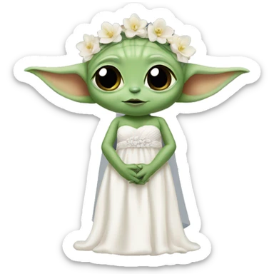baby yoda in a wedding dress sticker