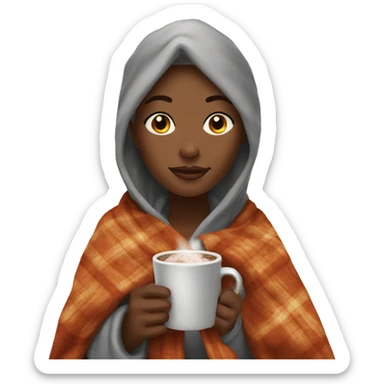 Black women drinking hot cocoa in a warm blanket sticker