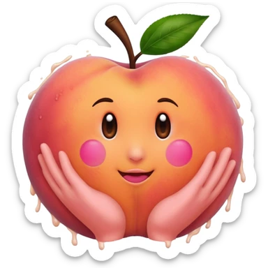 Peach with handprints sticker
