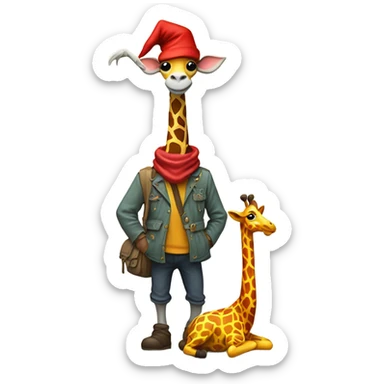 Gnome riding a giraffe sticker