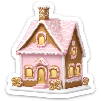 light pink and gold and white gingerbread house sticker