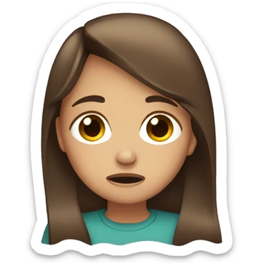 Brown hair girl crying sticker