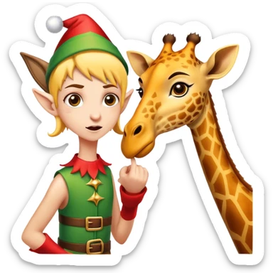 Christmas elf fighting A giraffe  sticker